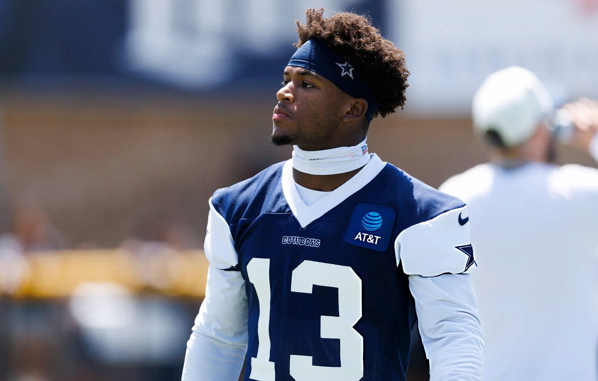 Caleb Downs #13 of the Dallas Cowboys during training camp at River Ridge Playing Fields