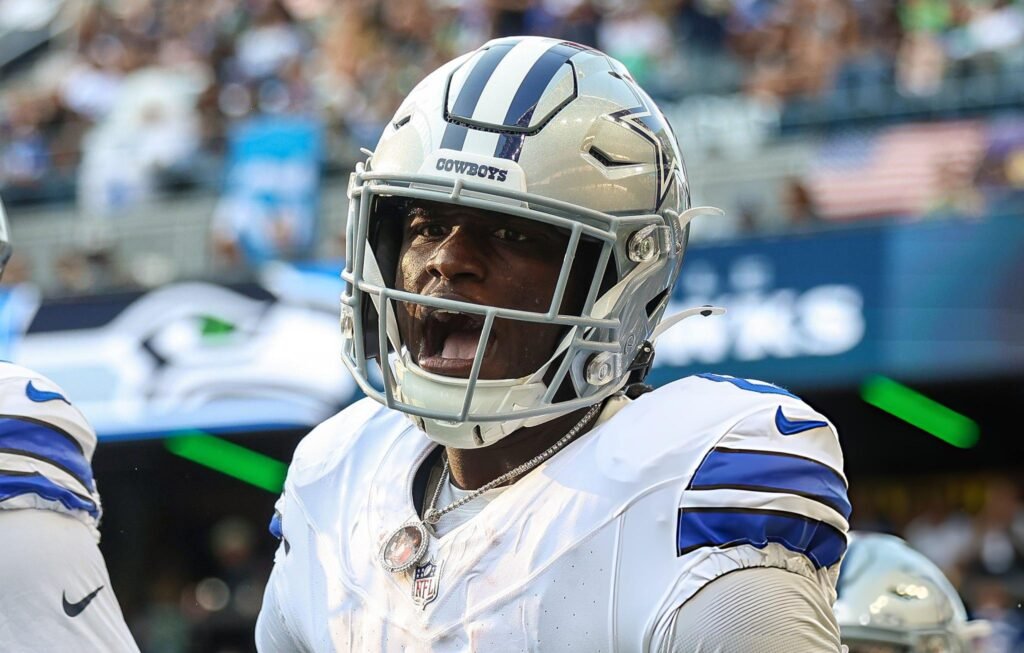 SEATTLE, WASHINGTON - AUGUST 15: Camden Brown #6 of the Dallas Cowboys reacts during the second quarter of the NFL preseason game against the Seattle Seahawks at Lumen Field on August 15, 2026 in Seattle, Washington. (Photo by Jack Compton/Getty Images)